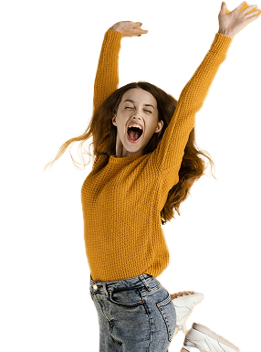 Persona celebrando sus recompensas